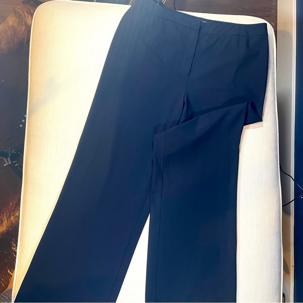 Lafayette 148 Dark Blue Wool Blend Straight Leg Dress Pant Trousers Size 6